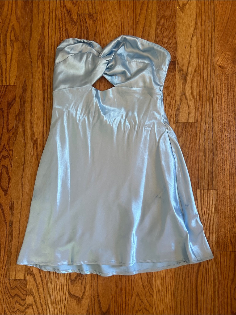 Lucy in the Sky Light Blue Satin Mini Dress